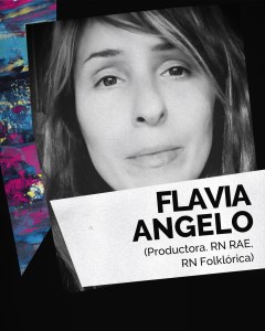 L a imagen muestra una foto profesional de la periodista y productora Flavia Angelo jurado premios tango siglo21. 